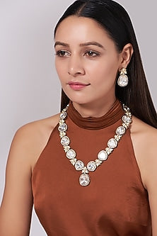 Two Tone Finish Kundan Polki Necklace Set