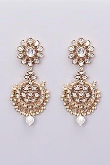 Gold Finish Kundan Polki & Pearl Necklace Set