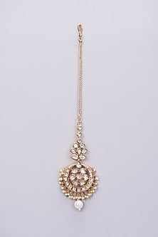 Gold Finish Kundan Polki & Pearl Necklace Set