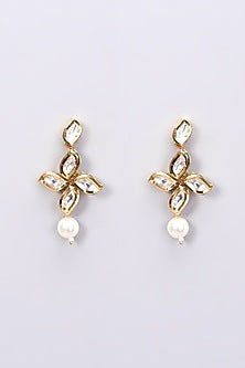 Gold Plated Kundan Polki & Pearl Necklace Set