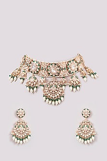 Gold Plated Kundan Polki Choker Necklace Set