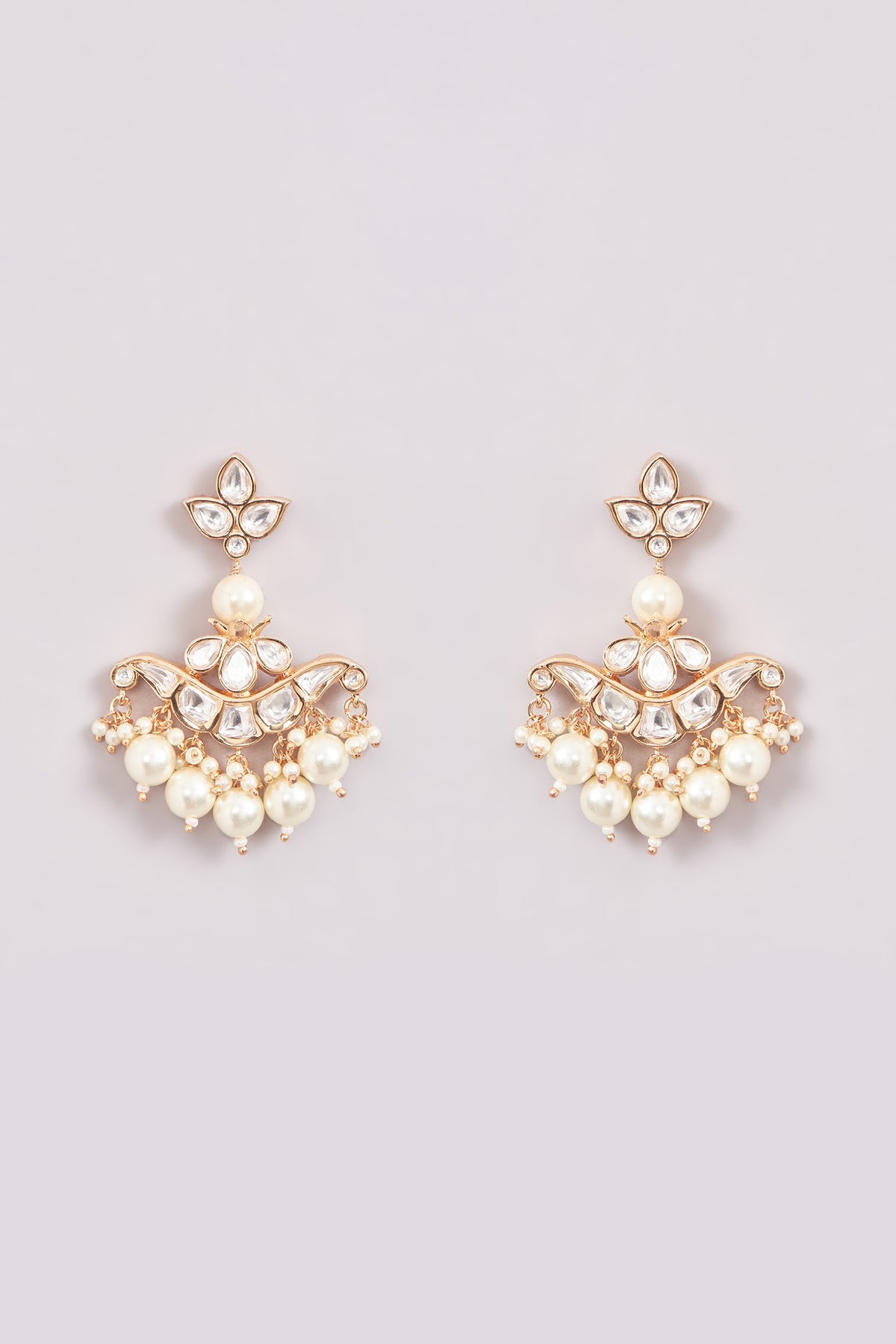 Gold Plated Kundan Polki & Pearl Long Necklace Set