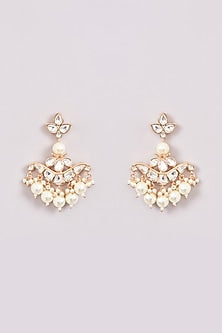 Gold Plated Kundan Polki & Pearl Long Necklace Set