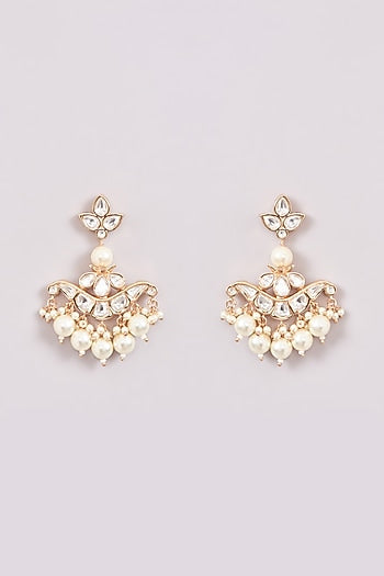 Gold Plated Kundan Polki & Pearl Long Necklace Set
