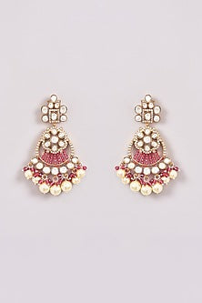 Gold Plated Kundan Polki & Pearl Necklace Set