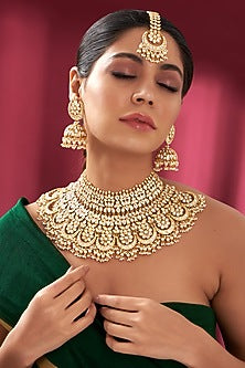 Gold Plated Kundan Polki Choker Necklace Set