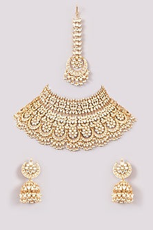 Gold Plated Kundan Polki Choker Necklace Set