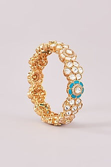 Gold Finish Kundan Polki Kadas (Set Of 2)