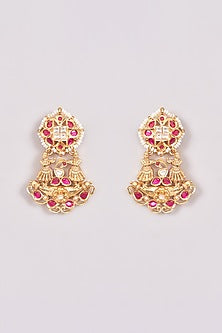 Gold Finish Kundan Polki & Pearl Necklace Set