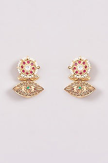 Gold Finish Kundan Polki & Pearl Necklace Set
