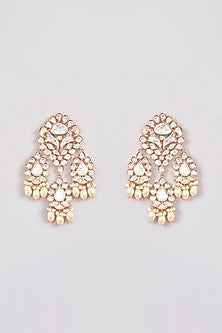 Gold Plated Kundan Polki & Pearl Hanging Long Necklace Set