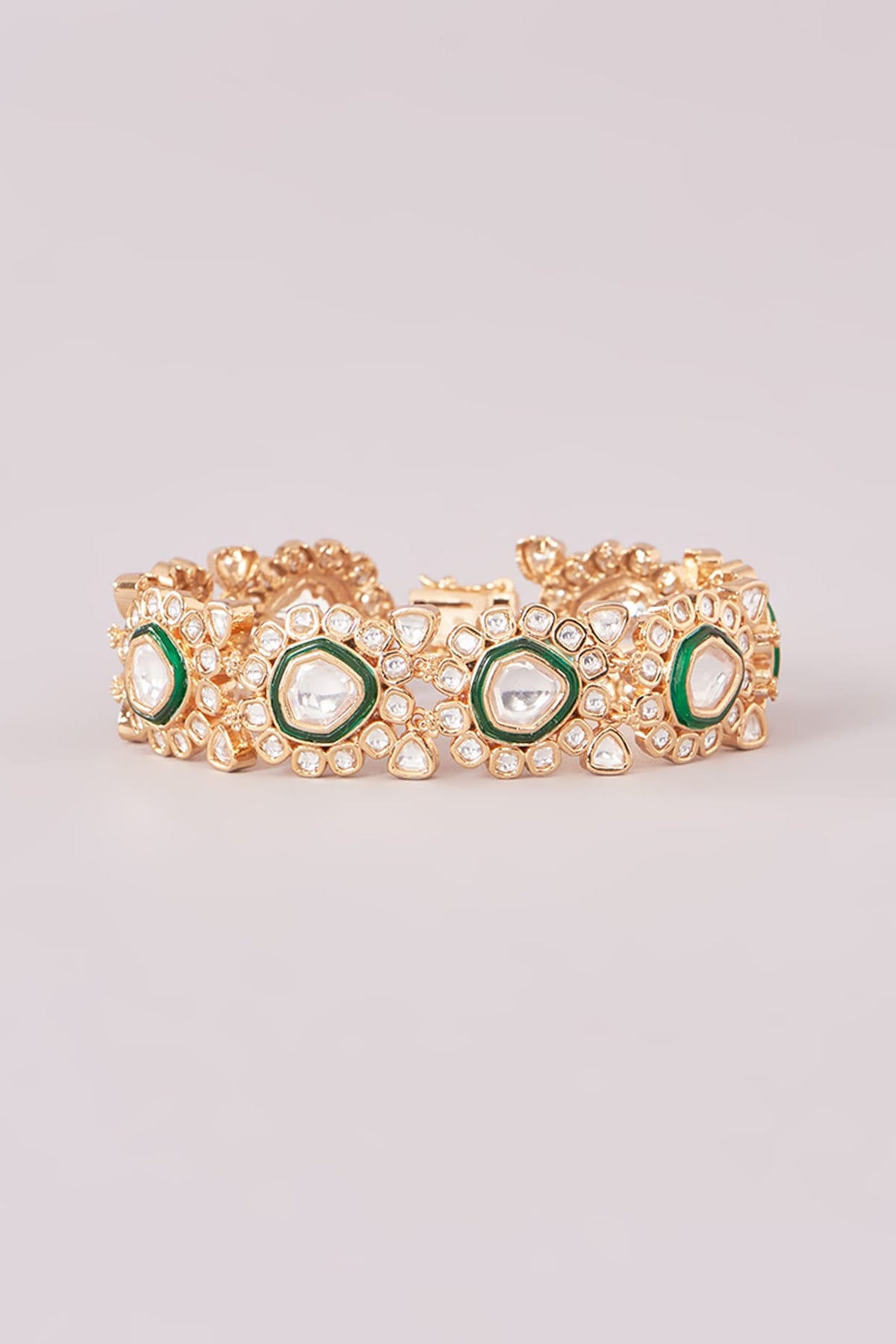 Gold Finish Kundan Polki Meenakari Kada