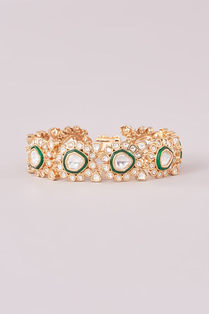 Gold Finish Kundan Polki Meenakari Kada