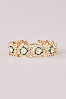 Gold Finish Kundan Polki Meenakari Kada