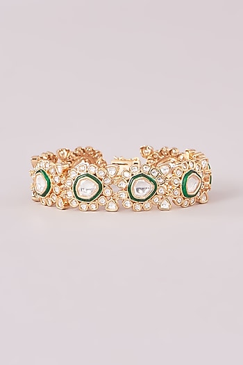 Gold Finish Kundan Polki Meenakari Kada
