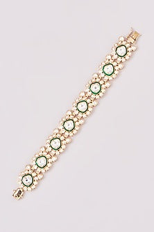 Gold Finish Kundan Polki Meenakari Kada