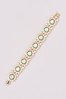 Gold Finish Kundan Polki Meenakari Kada