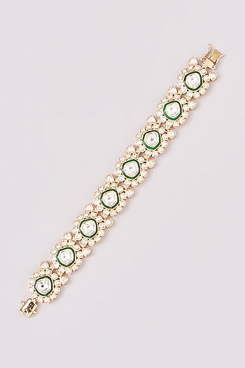 Gold Finish Kundan Polki Meenakari Kada