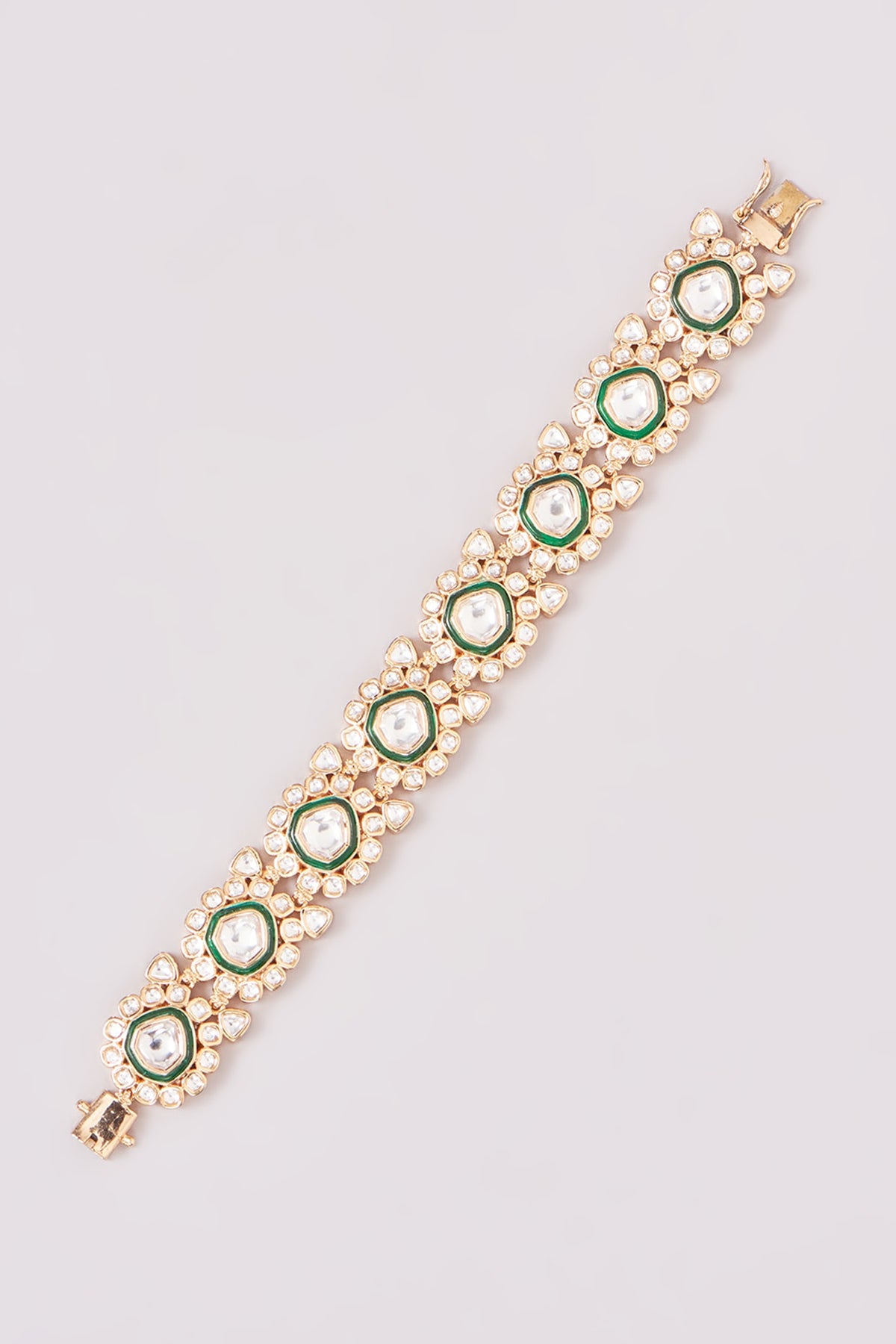 Gold Finish Kundan Polki Meenakari Kada