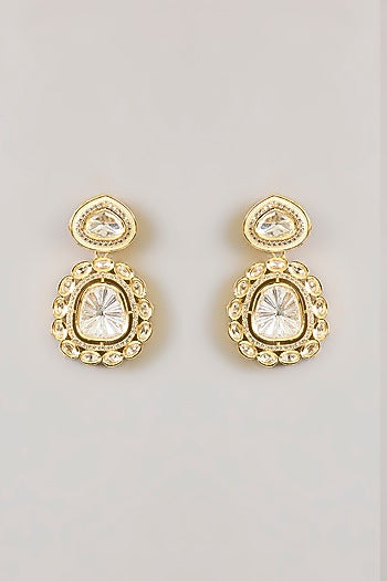 Gold Finish Kundan Polki Pendant Necklace Set