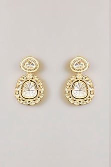 Gold Finish Kundan Polki Pendant Necklace Set