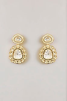 Gold Finish Kundan Polki Pendant Necklace Set