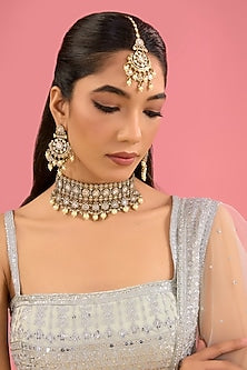 Two-Tone Finish Kundan Polki Choker Necklace Set