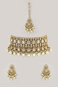Two-Tone Finish Kundan Polki Choker Necklace Set