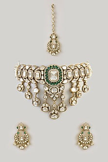 Two-Tone Finish Kundan Polki Choker Necklace Set