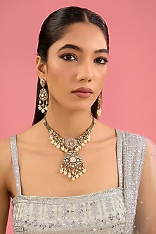 Two-Tone Finish Kundan Polki Choker Necklace Set