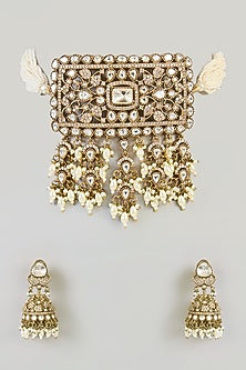 Two-Tone Finish Kundan Polki Long Necklace Set