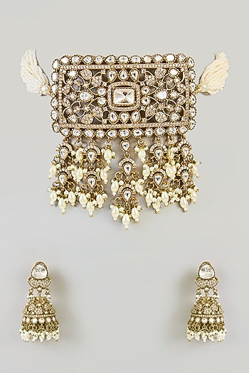 Two-Tone Finish Kundan Polki Long Necklace Set