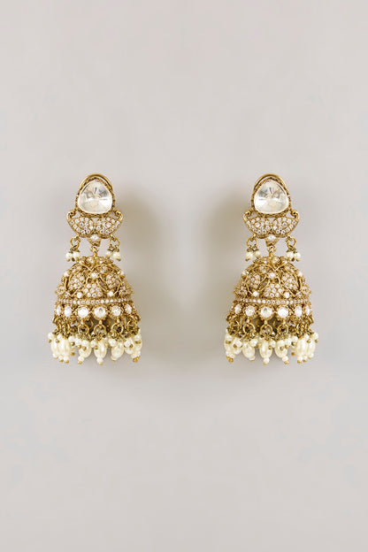 Two-Tone Finish Kundan Polki Long Necklace Set