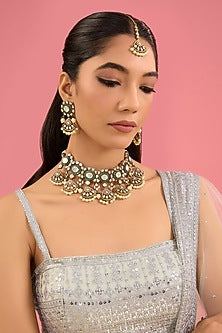 Two-Tone Finish Kundan Polki Choker Necklace Set