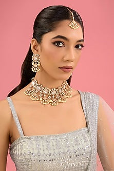 Two-Tone Finish Kundan Polki Choker Necklace Set