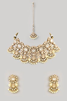 Two-Tone Finish Kundan Polki Choker Necklace Set