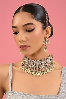 Two-Tone Finish Kundan Polki Choker Necklace Set