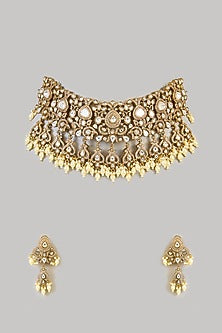 Two-Tone Finish Kundan Polki Choker Necklace Set