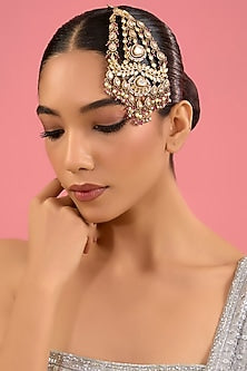 Two-Tone Finish Kundan Polki & Red Pearl Pasa