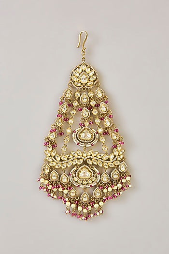 Two-Tone Finish Kundan Polki & Red Pearl Pasa