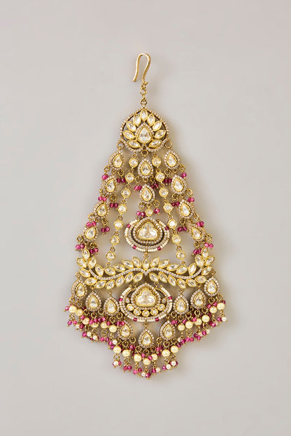 Two-Tone Finish Kundan Polki & Red Pearl Pasa