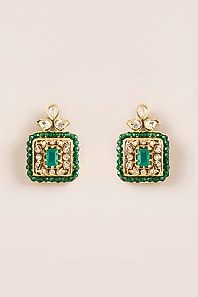 Two-Tone FInish Kundan Polki & Green Stone Choker Necklace Set