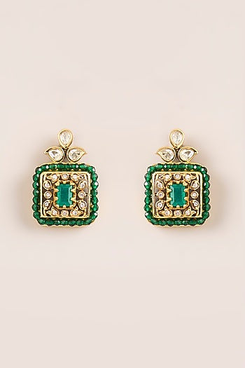 Two-Tone FInish Kundan Polki & Green Stone Choker Necklace Set