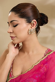 Two-Tone Finish Kundan Polki Earcuffs