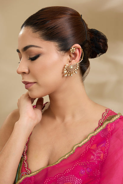 Two-Tone Finish Kundan Polki Earcuffs