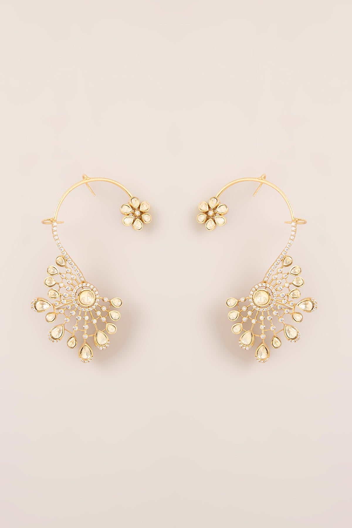 Two-Tone Finish Kundan Polki Earcuffs