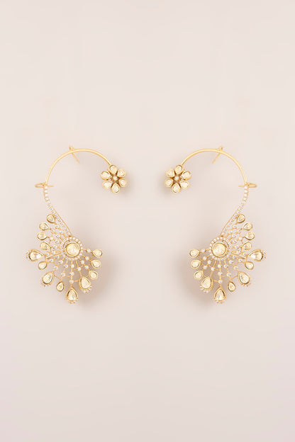 Two-Tone Finish Kundan Polki Earcuffs