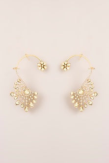 Two-Tone Finish Kundan Polki Earcuffs