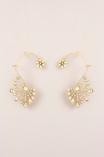 Two-Tone Finish Kundan Polki Earcuffs