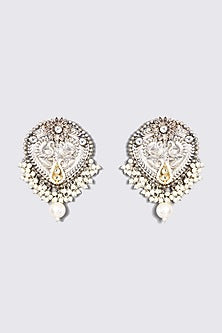 Oxidised Kundan Polki Chandbali Earrings
